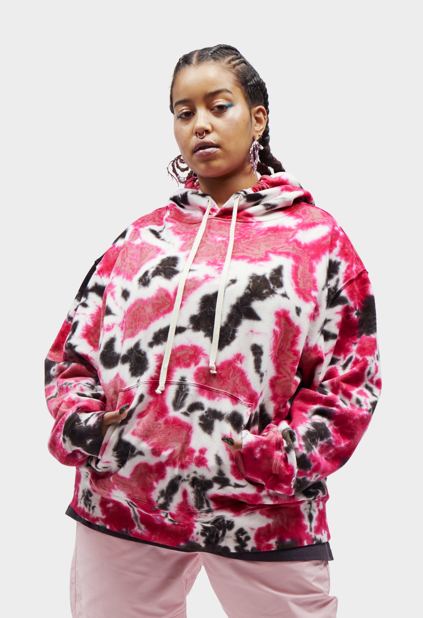 Pink and black tie dye online hoodie